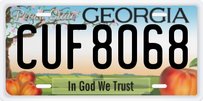 GA license plate CUF8068
