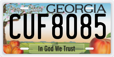 GA license plate CUF8085