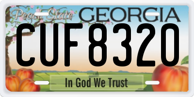 GA license plate CUF8320