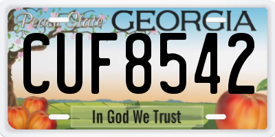 GA license plate CUF8542