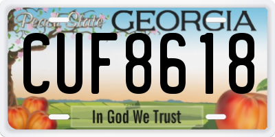 GA license plate CUF8618
