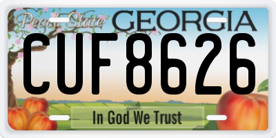 GA license plate CUF8626