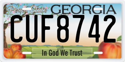 GA license plate CUF8742