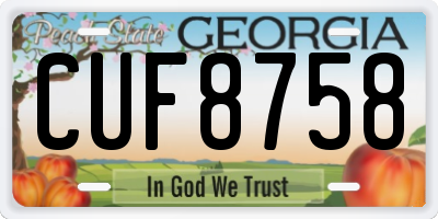 GA license plate CUF8758