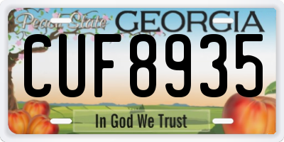 GA license plate CUF8935