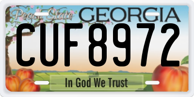 GA license plate CUF8972