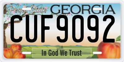 GA license plate CUF9092