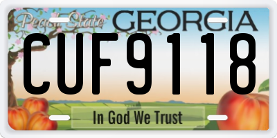 GA license plate CUF9118