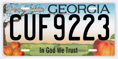GA license plate CUF9223