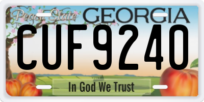 GA license plate CUF9240