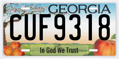 GA license plate CUF9318