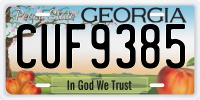 GA license plate CUF9385