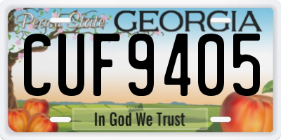 GA license plate CUF9405