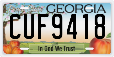 GA license plate CUF9418
