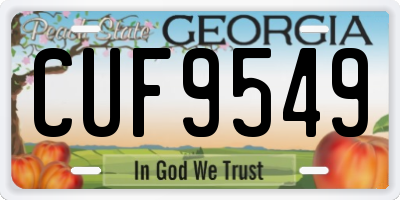 GA license plate CUF9549
