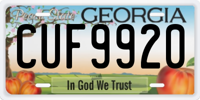 GA license plate CUF9920