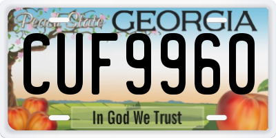 GA license plate CUF9960