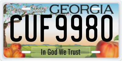 GA license plate CUF9980