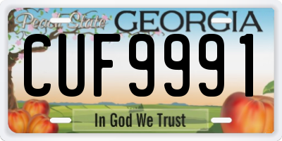 GA license plate CUF9991