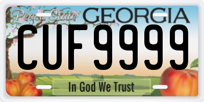 GA license plate CUF9999