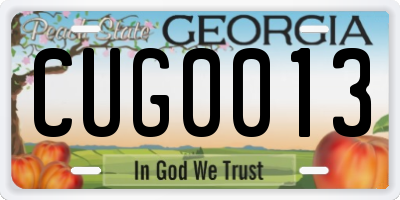 GA license plate CUG0013