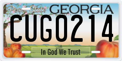 GA license plate CUG0214
