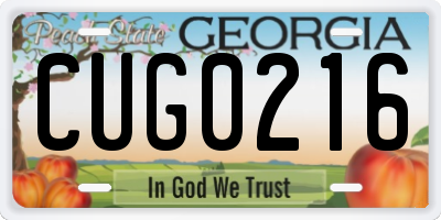 GA license plate CUG0216