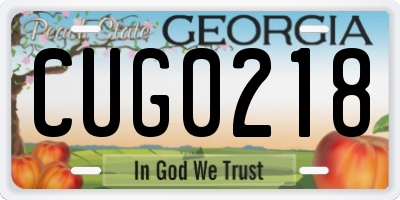 GA license plate CUG0218