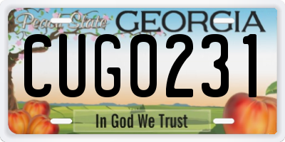 GA license plate CUG0231