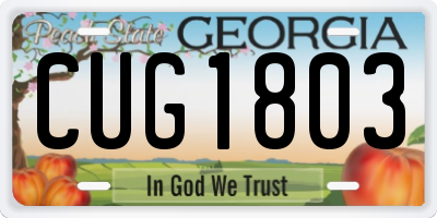 GA license plate CUG1803