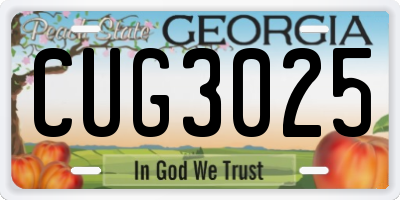 GA license plate CUG3025