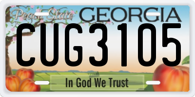 GA license plate CUG3105