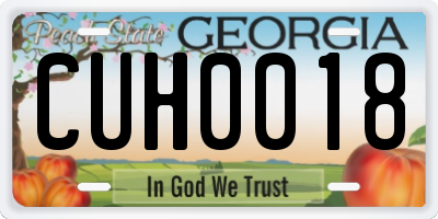 GA license plate CUH0018