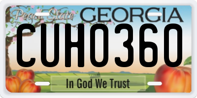 GA license plate CUH0360