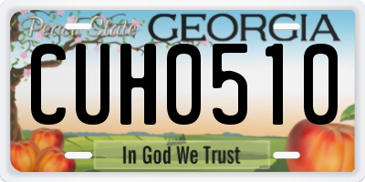 GA license plate CUH0510
