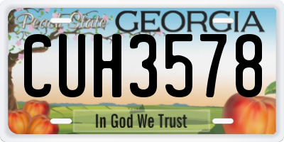 GA license plate CUH3578