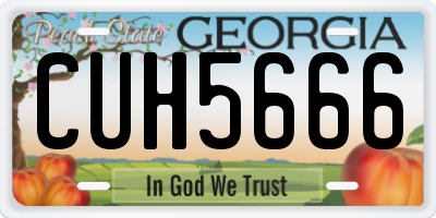 GA license plate CUH5666