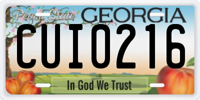 GA license plate CUI0216