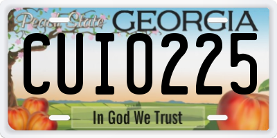 GA license plate CUI0225