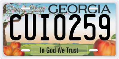 GA license plate CUI0259