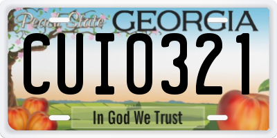 GA license plate CUI0321