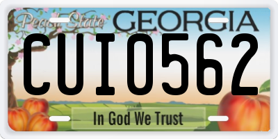 GA license plate CUI0562