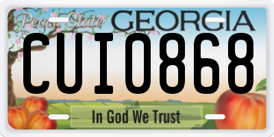 GA license plate CUI0868
