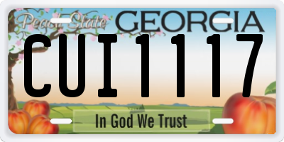 GA license plate CUI1117