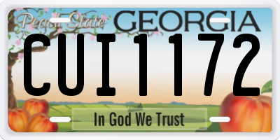 GA license plate CUI1172