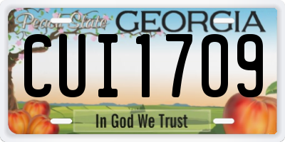 GA license plate CUI1709