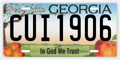 GA license plate CUI1906
