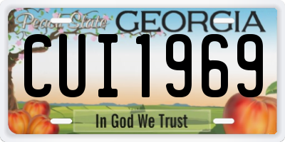 GA license plate CUI1969