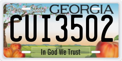 GA license plate CUI3502