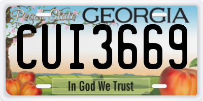 GA license plate CUI3669
